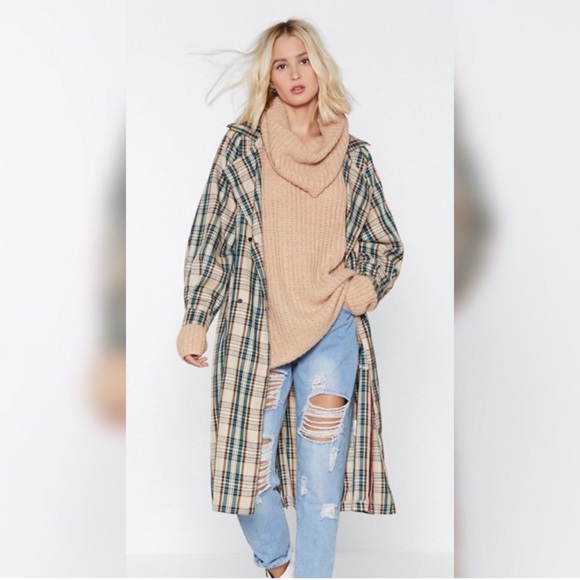Nasty Gal Jackets & Blazers - Nasty Gal Plaid Trench Coat